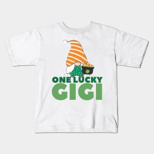 One Lucky Gigi Grandmother St Patrick's Day Gnome Irish Gift Kids T-Shirt